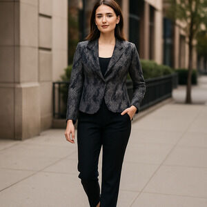 Mario Serrani Black Floral Blazer Size 10